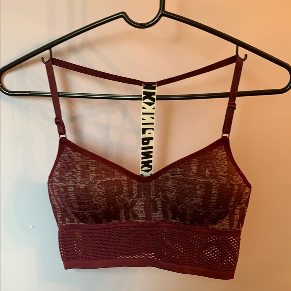Burgundy wireless PINK bra